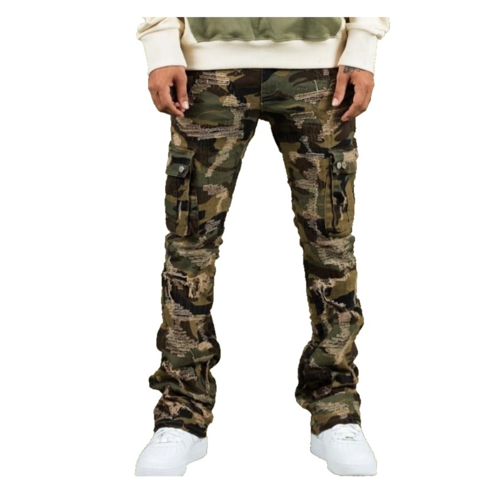 Limited THRT Rick Ross Cargo Flare Jeans Camouflage Distressed Broxton Sz 30x33